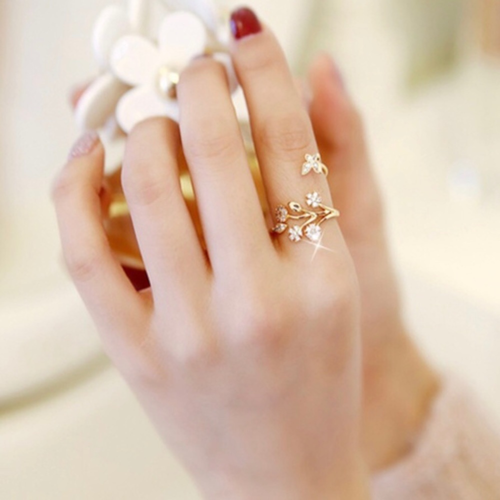 Gold overlay Butterfly Tree Adjustable ring